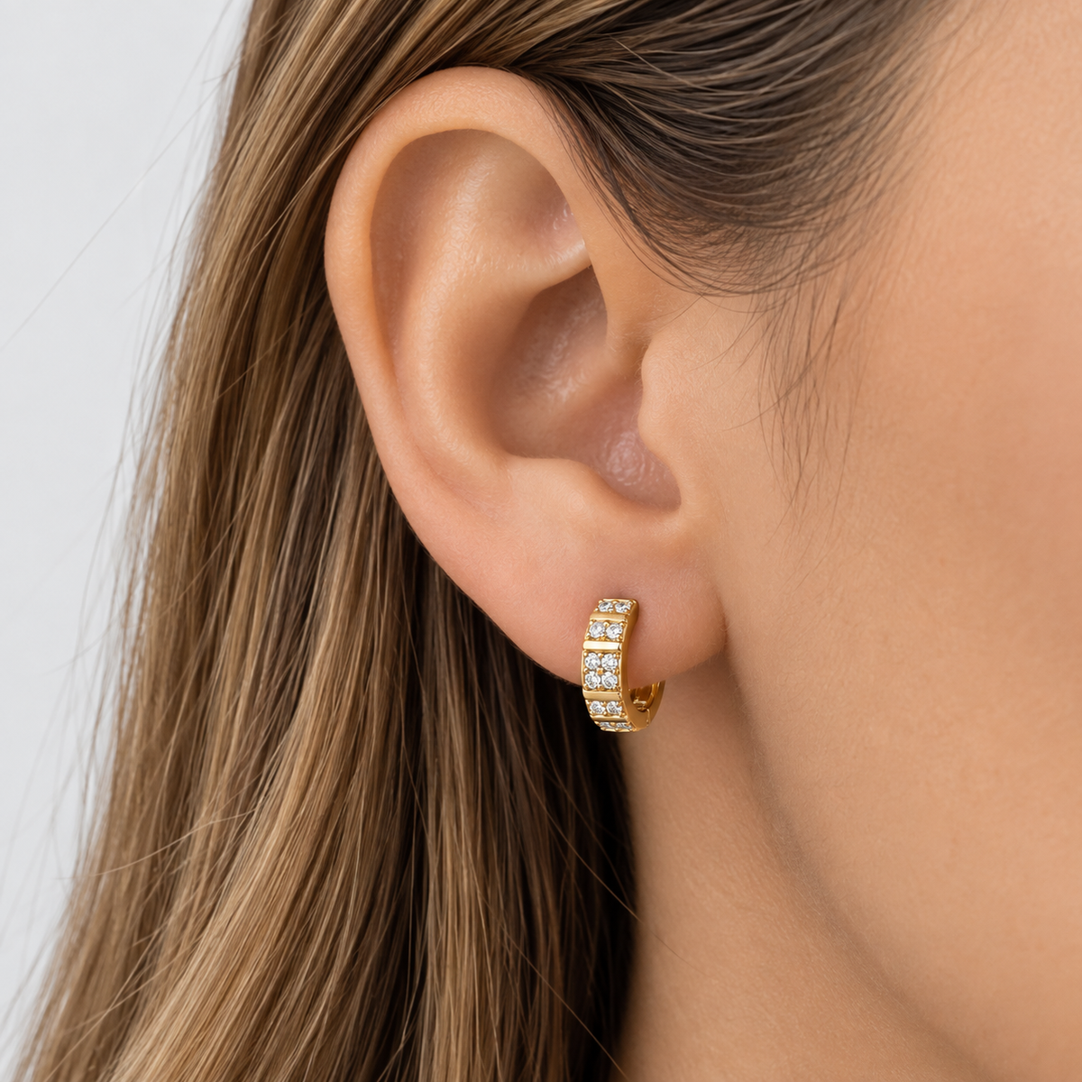 Aros argolla doble luz oro 14 mm