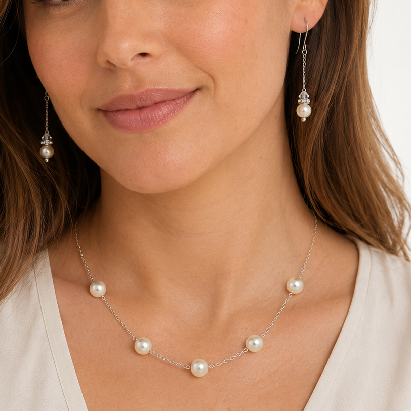 Conjunto Armonía de Perlas Plata