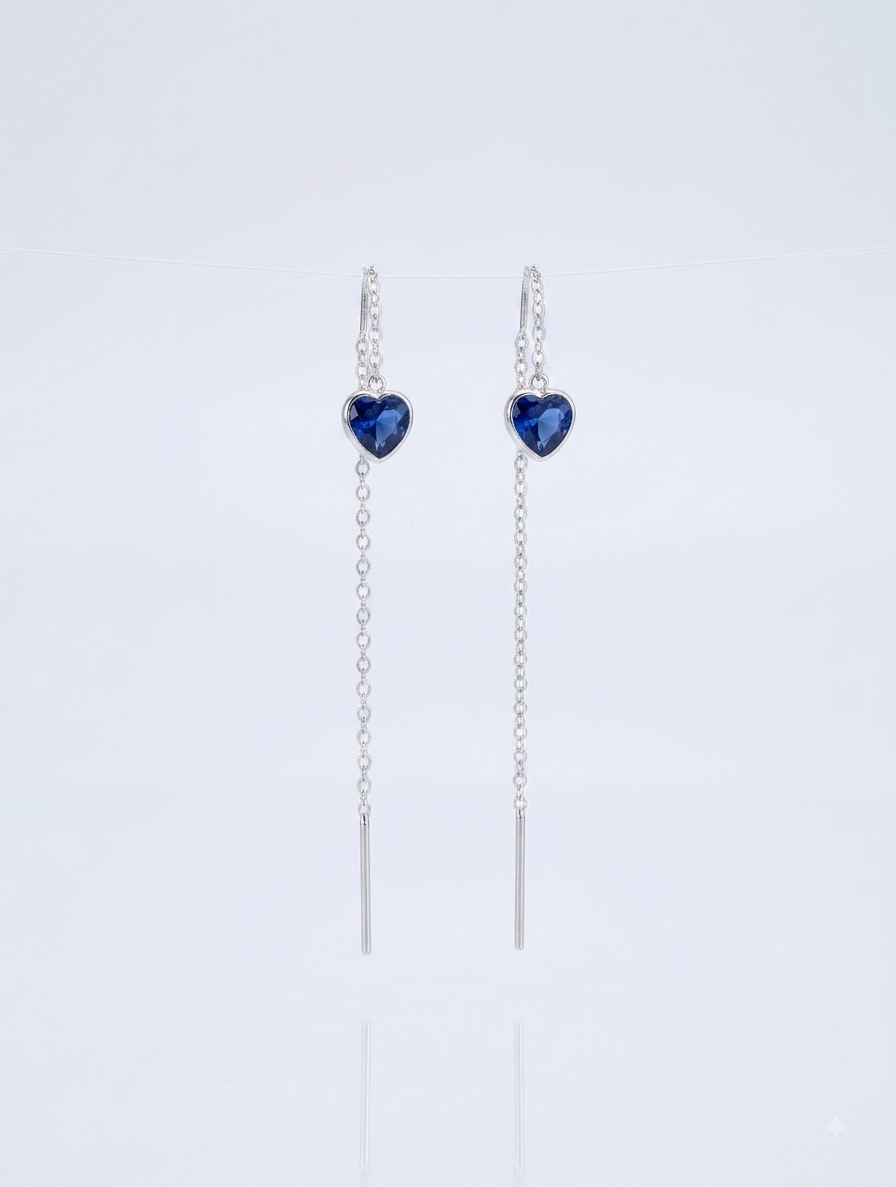 Aros mini heart chain plata
