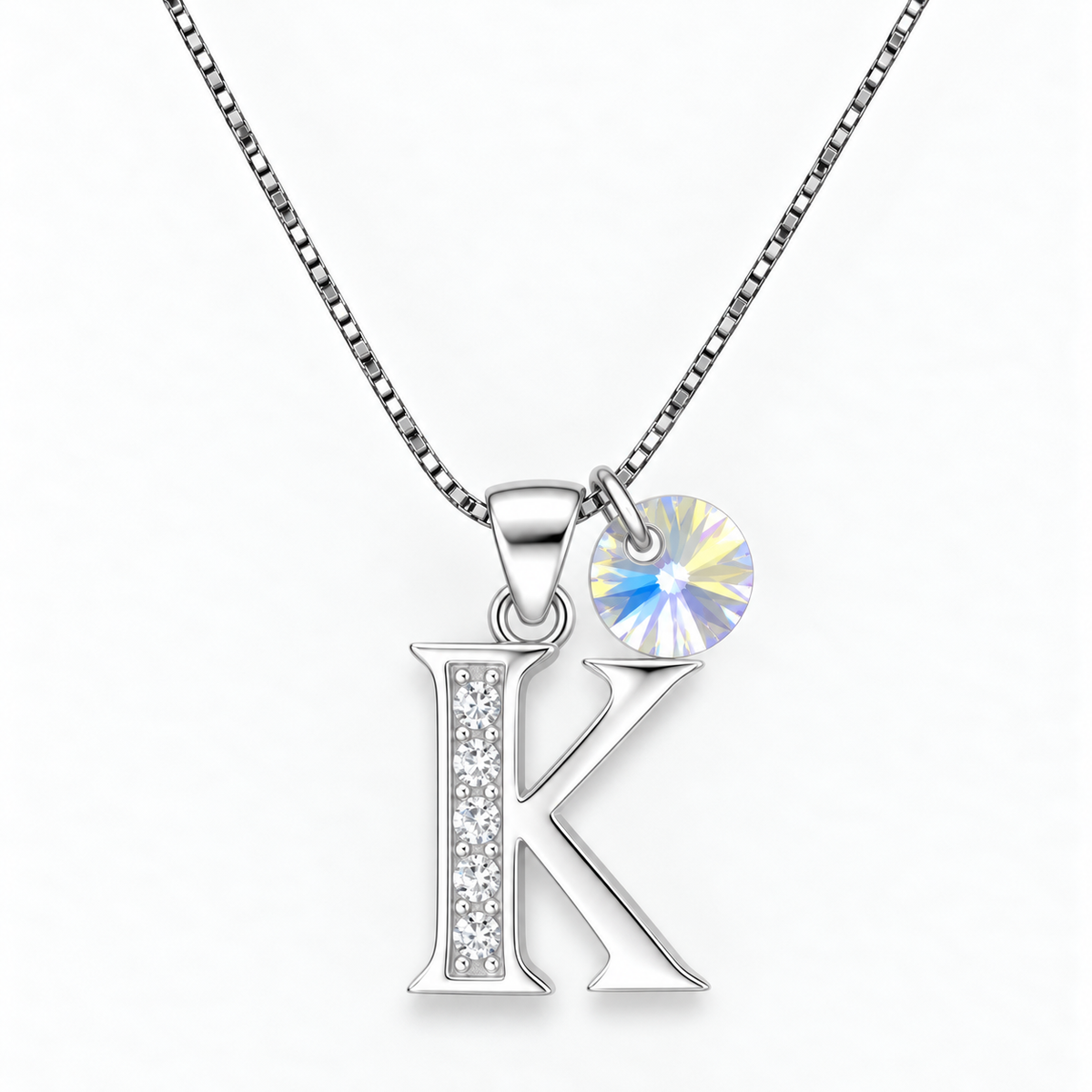 Collar iniciales letra circones plata