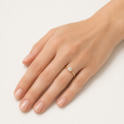 Anillo Solitario Mía Baño de Oro 18k