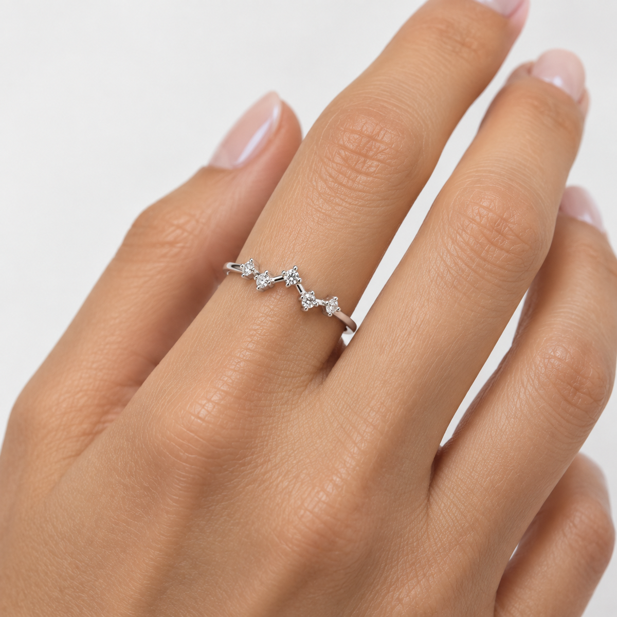 Anillo Cintillo Destellos Plata