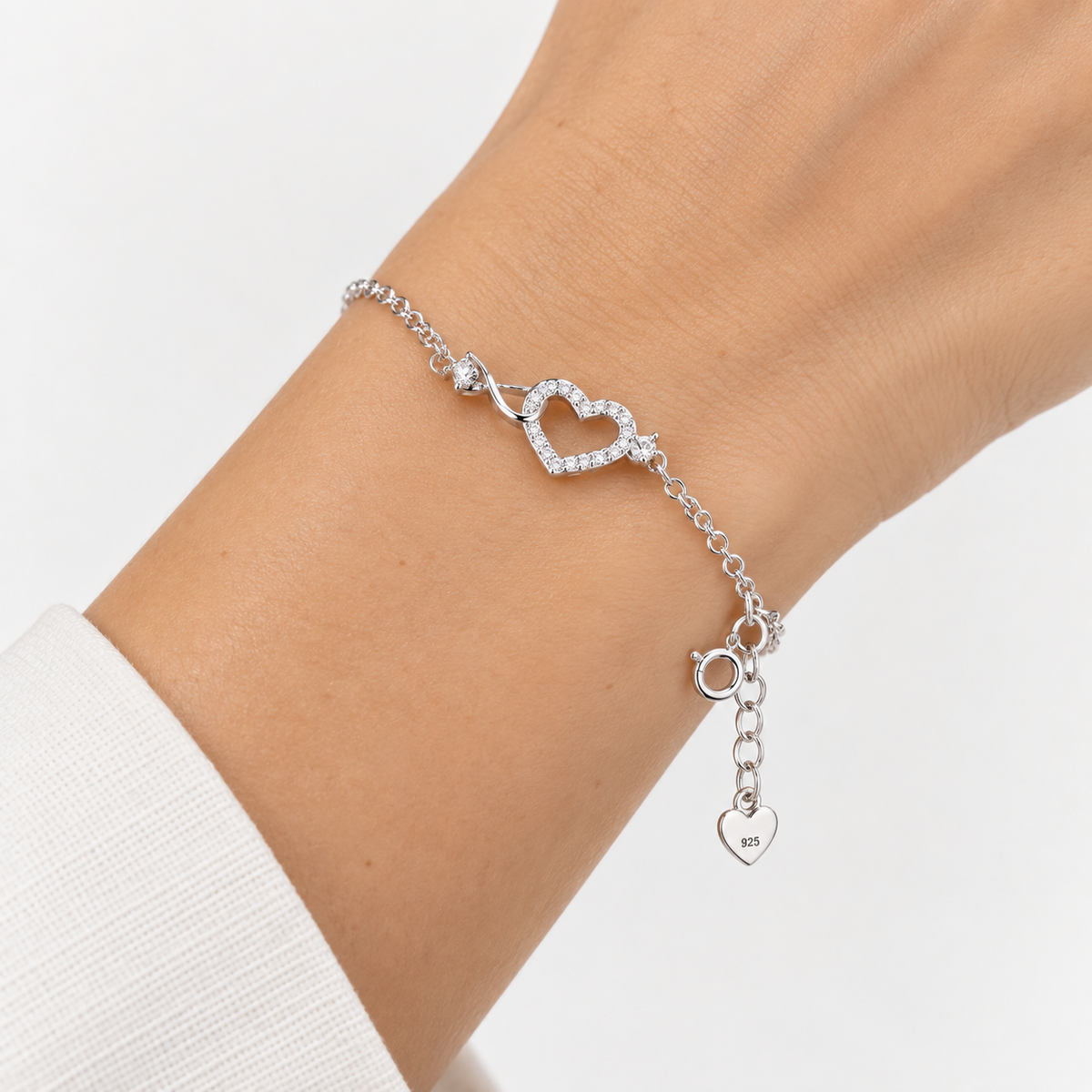 Pulsera Unión Corazón Infinito Plata