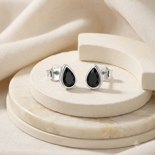 Aros pegado gota circón plata
