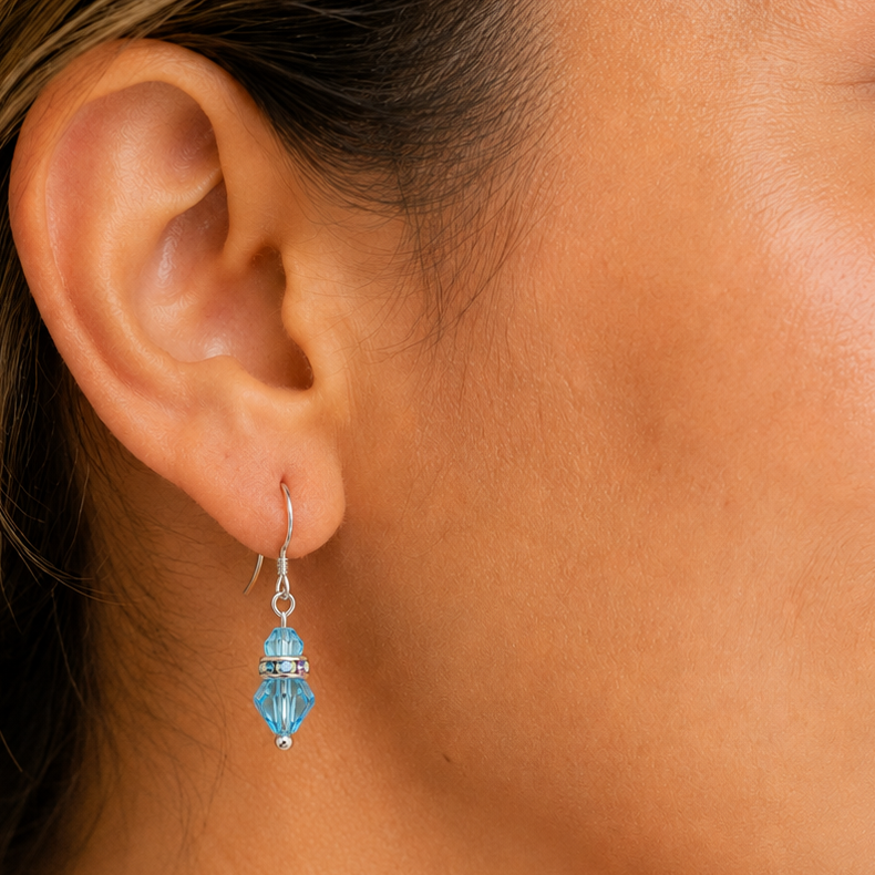 Aros Prisma Cristales Swarovski Plata