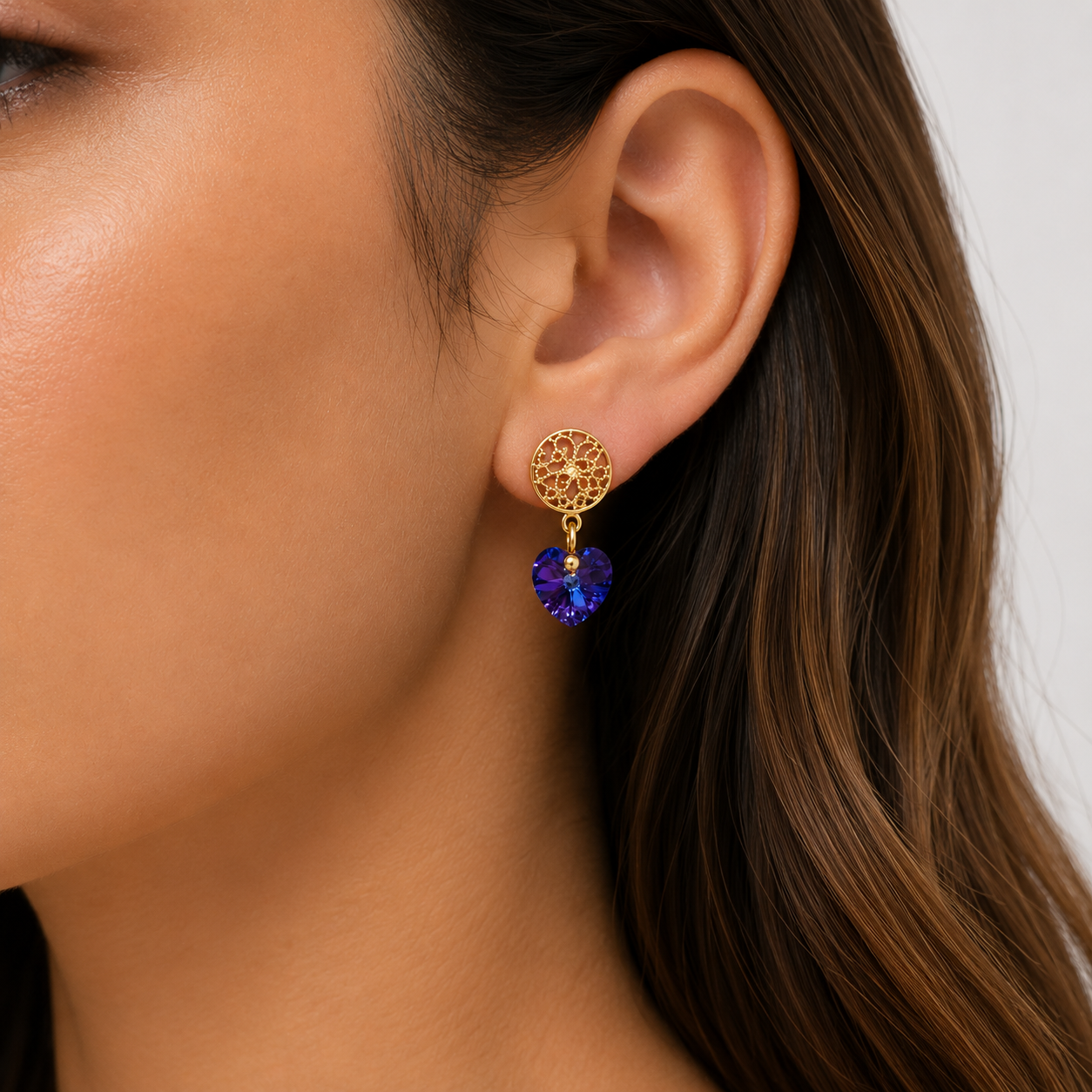 Aros Dalia Oro Cristal