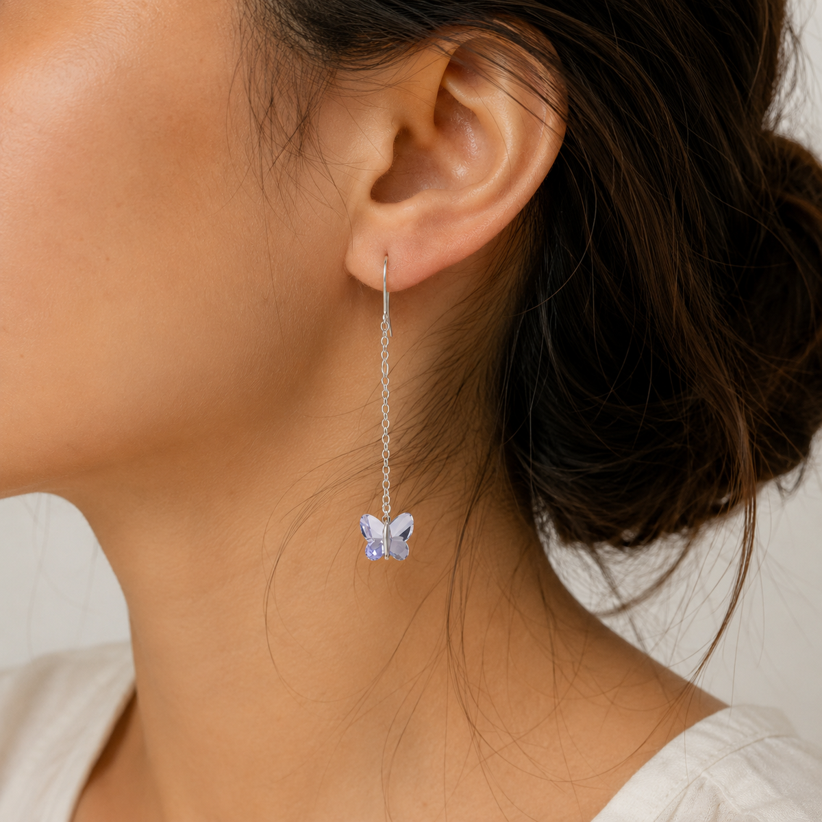 Aros colgantes mariposa swarosvski plata