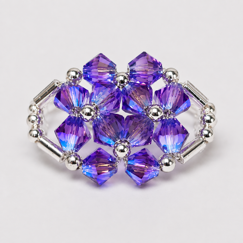 Anillo Ajustable Prisma Cristales Swarovski Plata