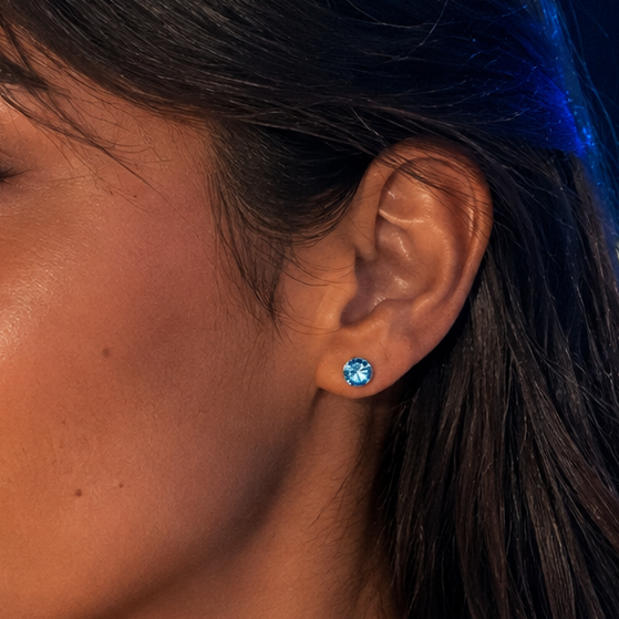 Aros celestes cristal 6mm plata