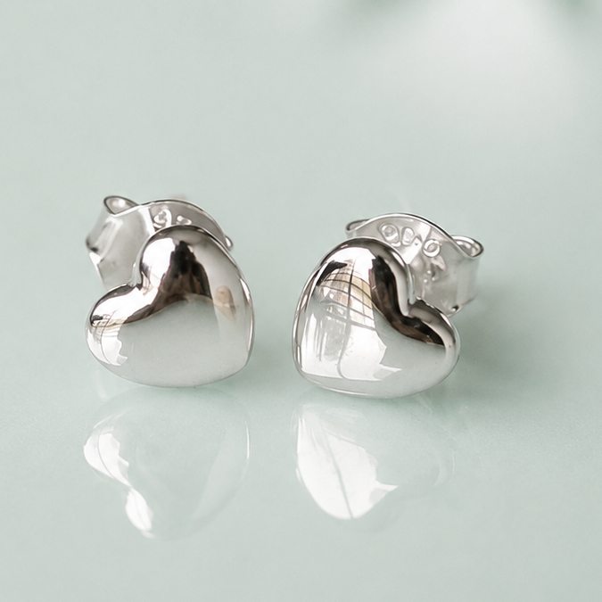 Aros corazon plata