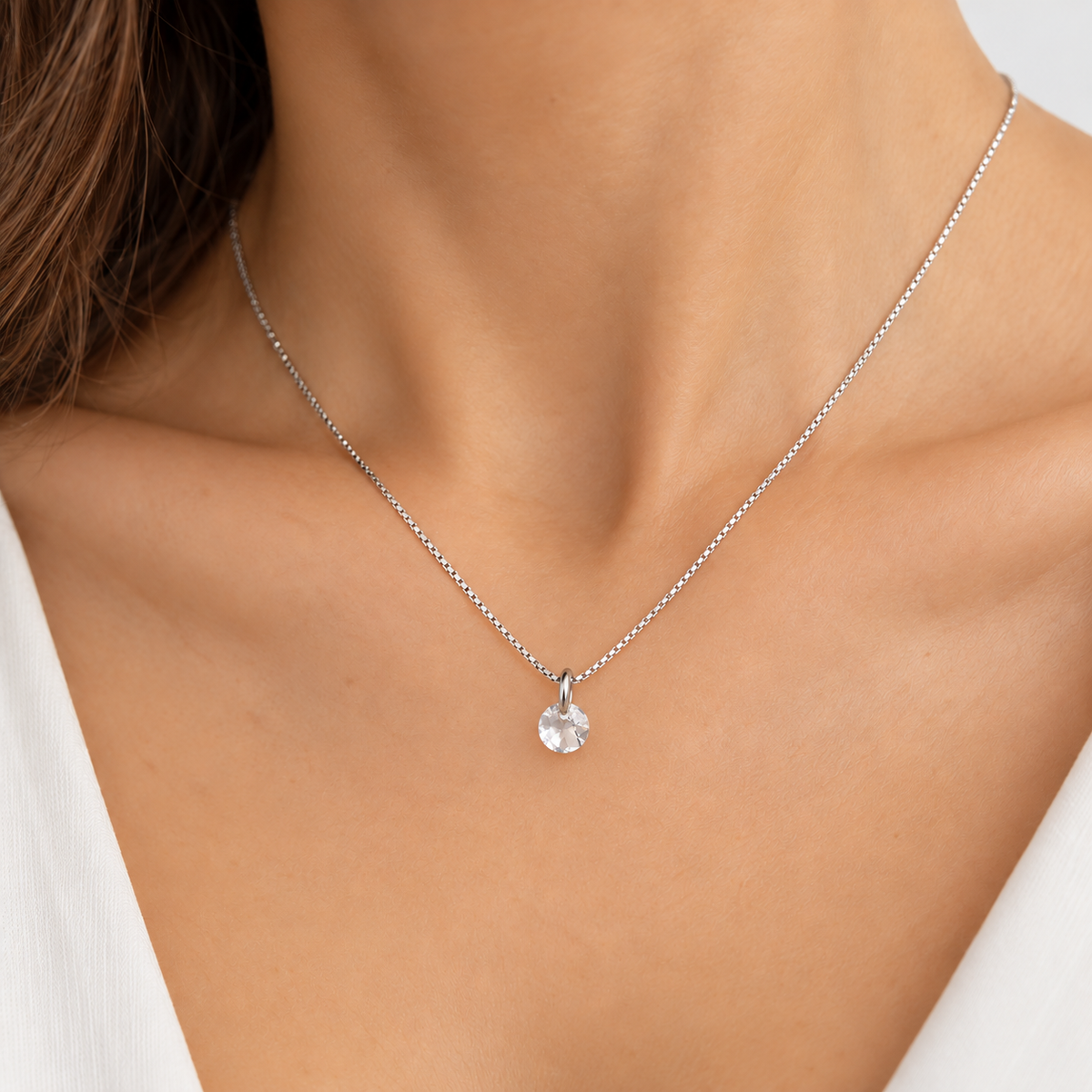 Collar Punto Luz Plata Crystal