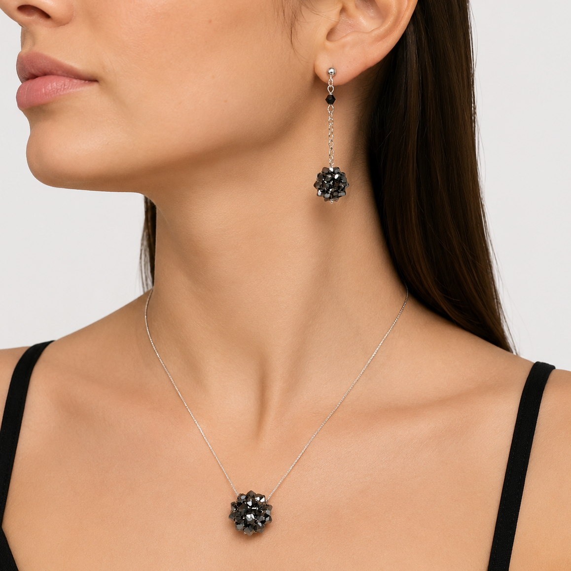 Conjunto Silver Night Swarovski Plata