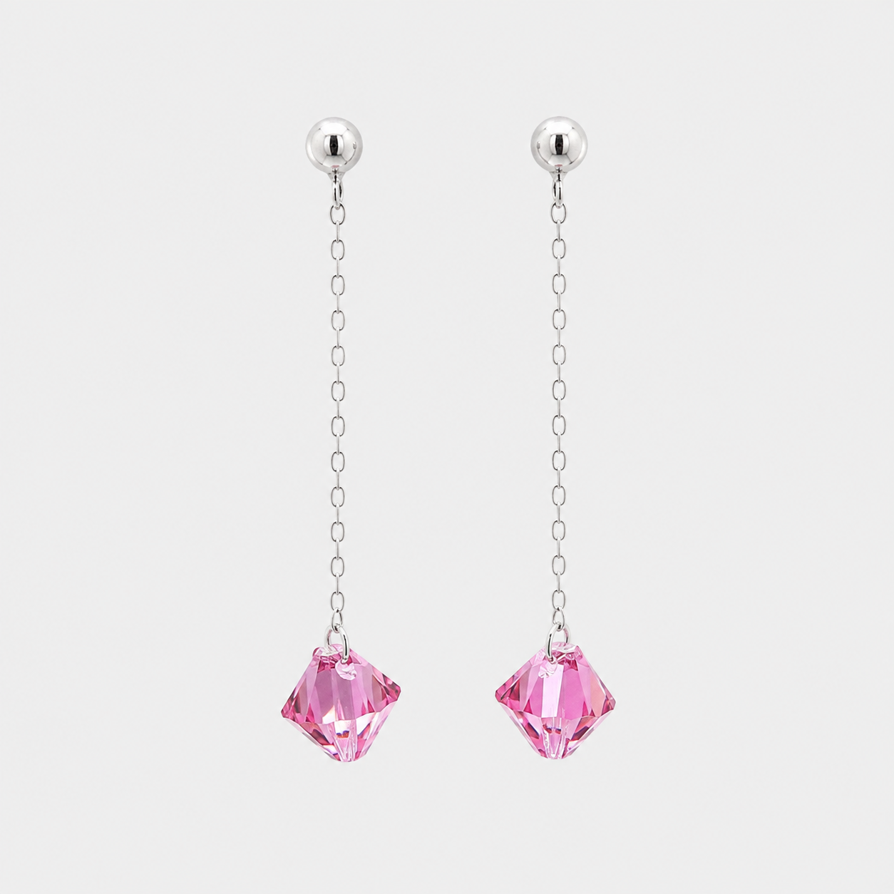 Aros Amelie Rosa cristal  Swarovski plata