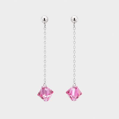 Aros Amelie Rosa cristal  Swarovski plata