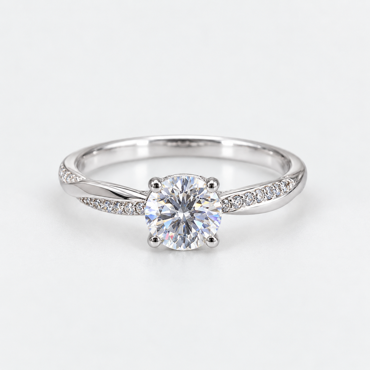 Anillo Solitario Isabella Moissanita Plata