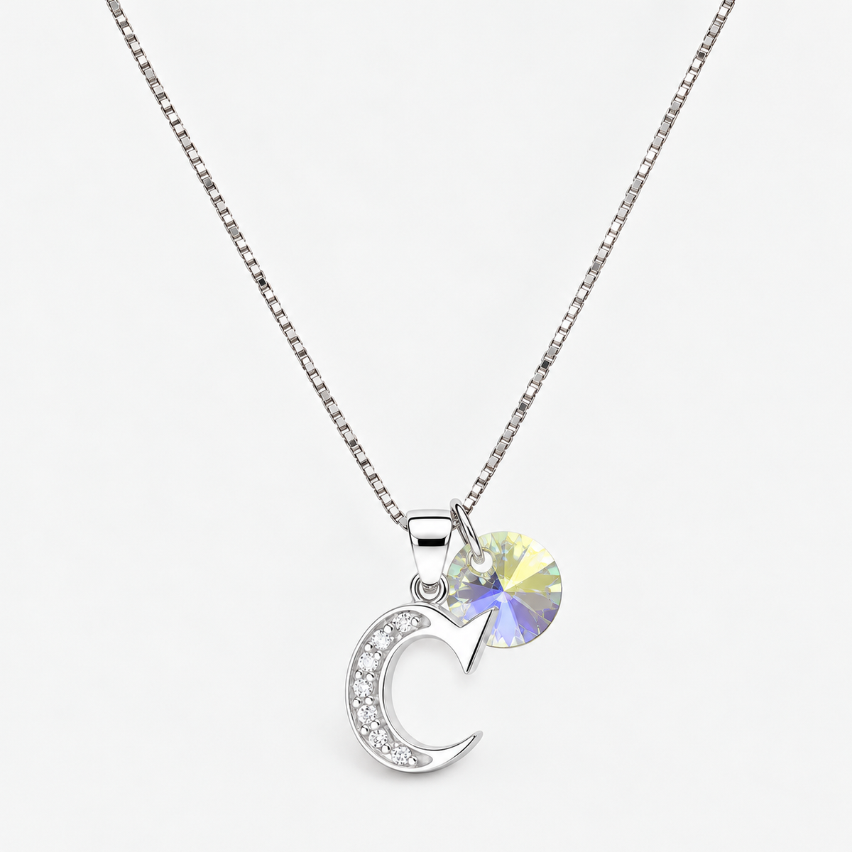 Collar iniciales letra circones plata
