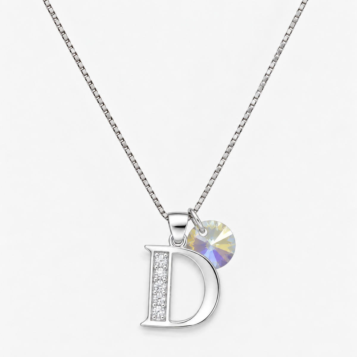 Collar iniciales letra circones plata