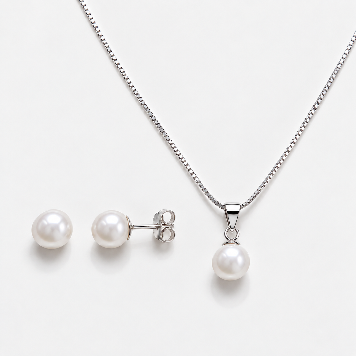 Conjunto Essenza Perlas Plata