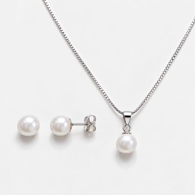 Conjunto Essenza Perlas Plata