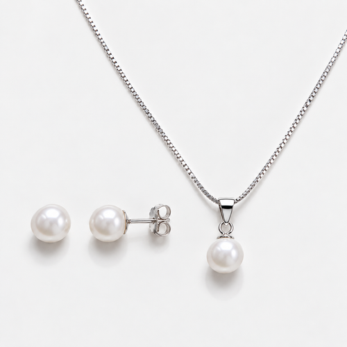 Conjunto Essenza Perlas Plata