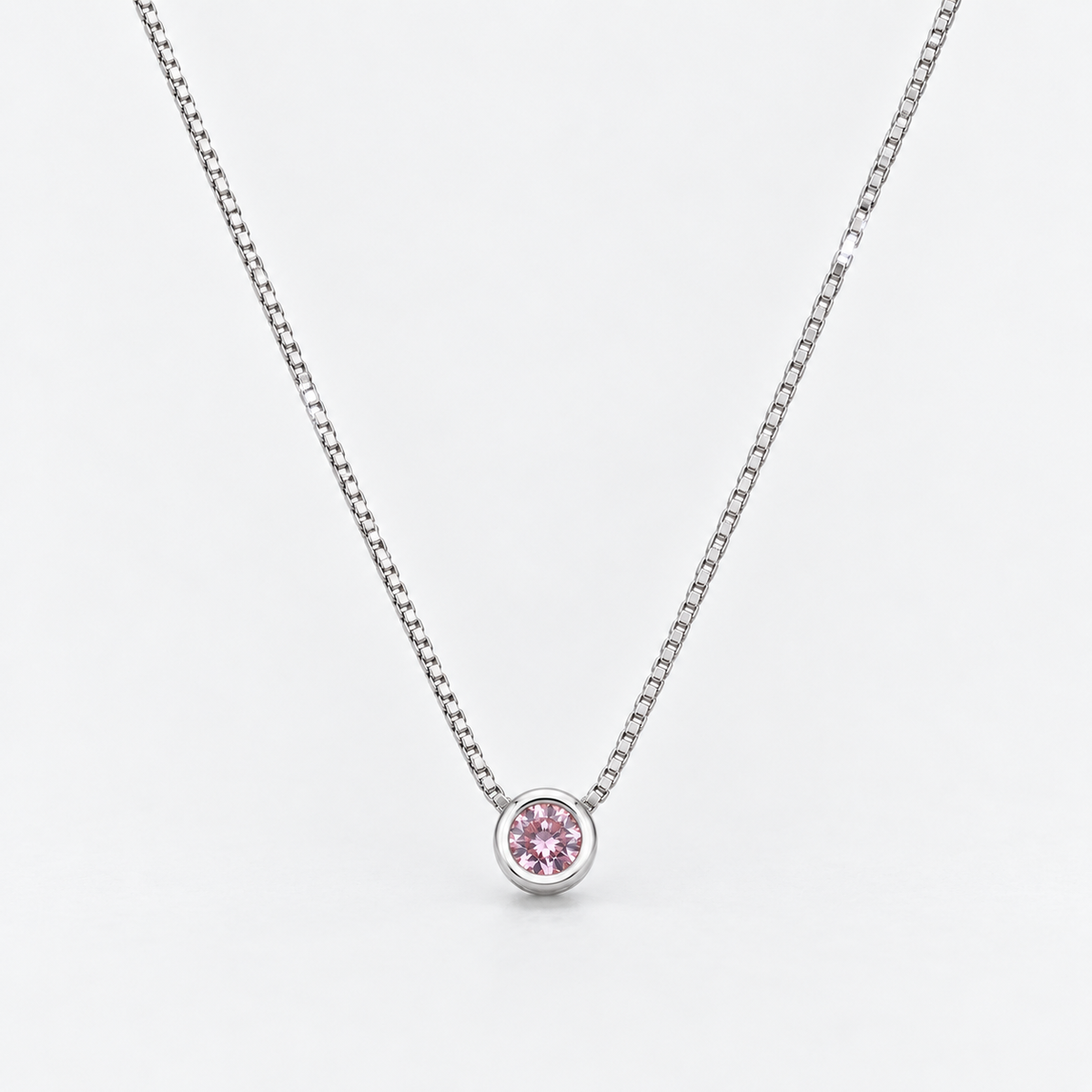 Collar punto de luz rosa 4 mm plata