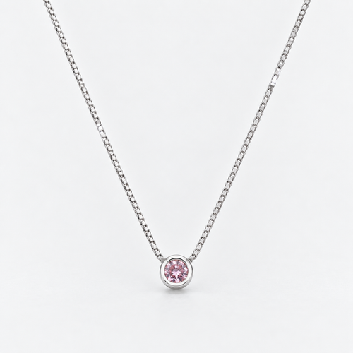 Collar punto de luz rosa 4 mm plata