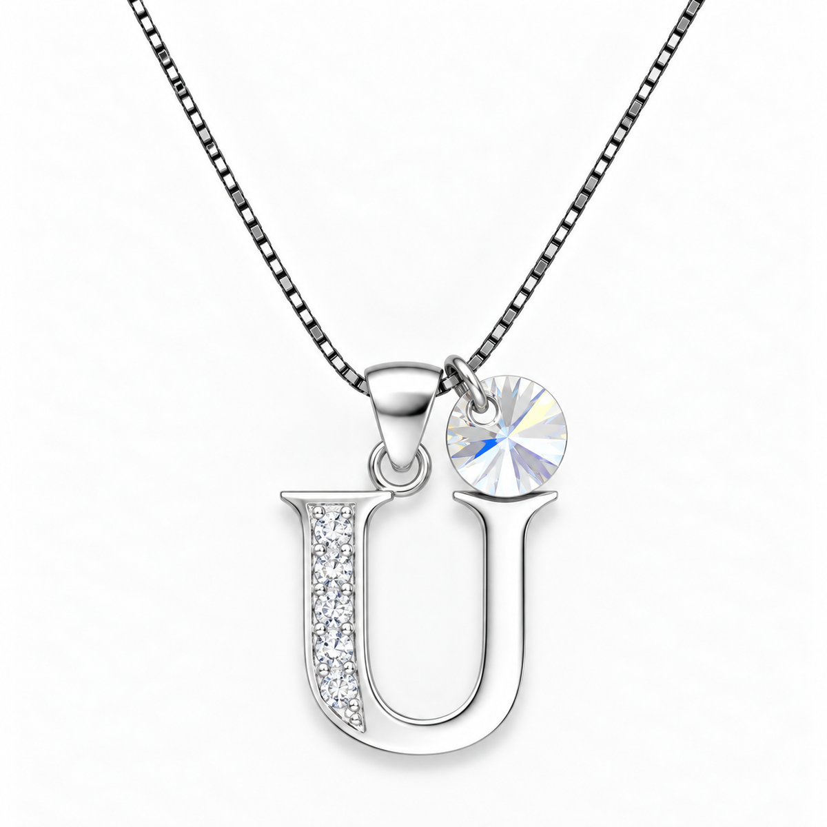 Collar iniciales letra circones plata