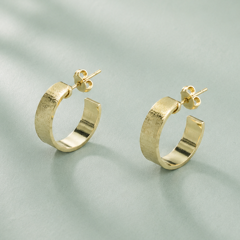 Aros Argolla planas 13 mm Enchapado en Oro