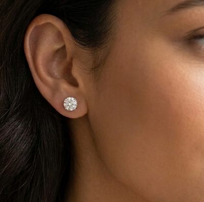 Aros pegado circón redondo 6mm plata