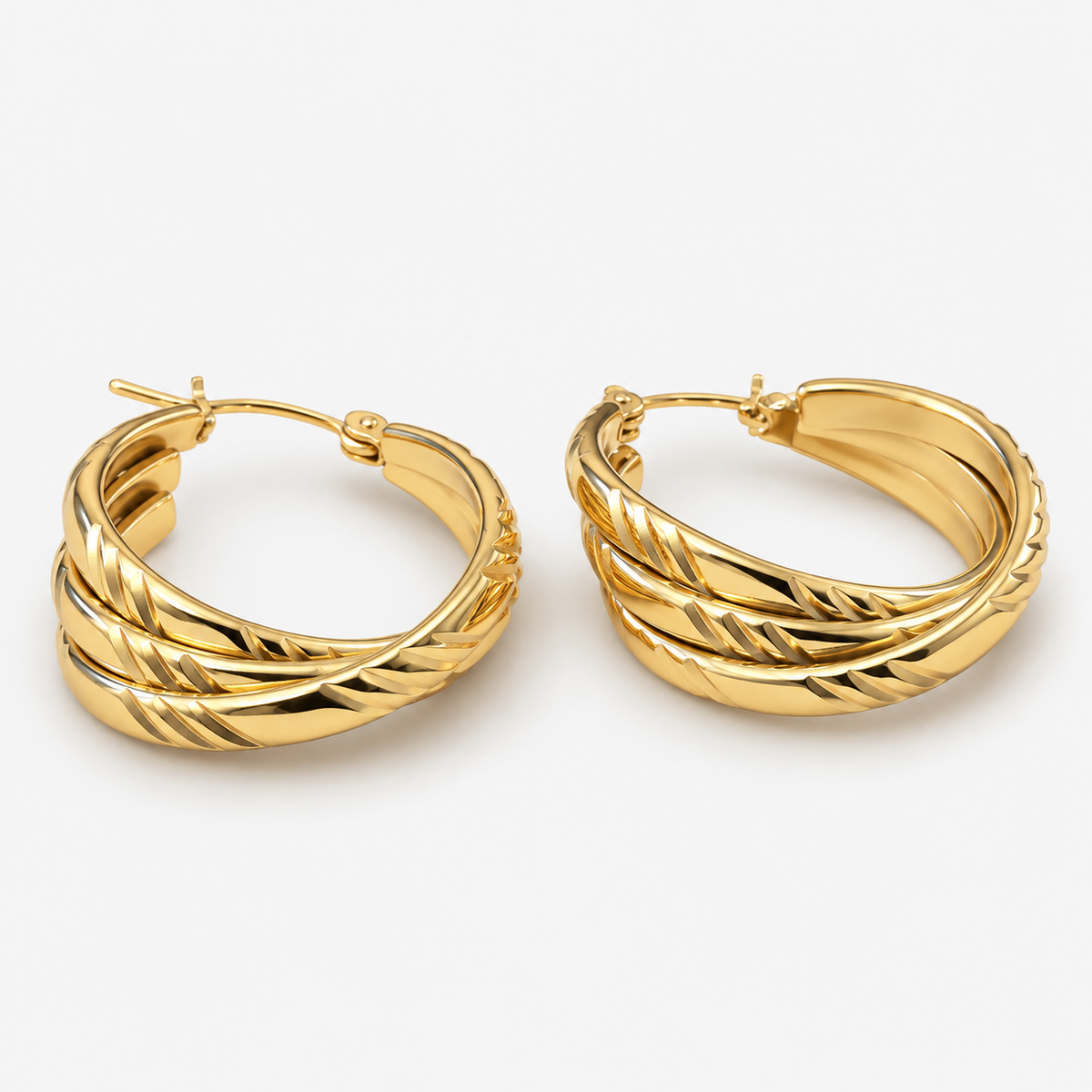 Aros Argollas Trenzadas Oro