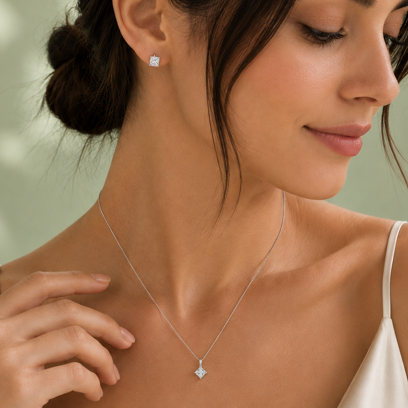 Conjunto cuadrado punto de luz plata 5mm