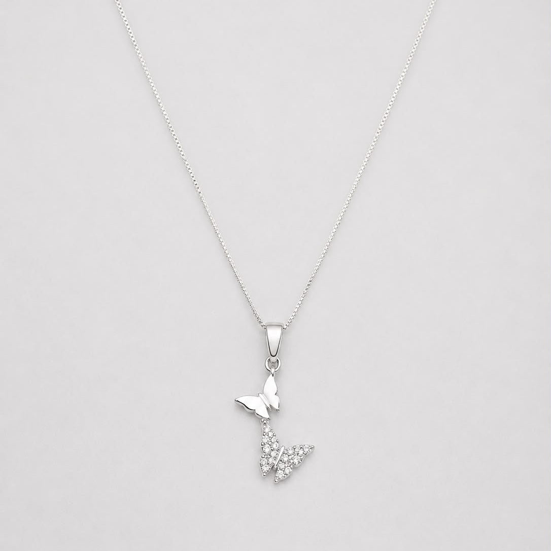 Collar dos almas mariposas plata