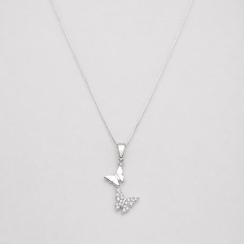 Collar dos almas mariposas plata