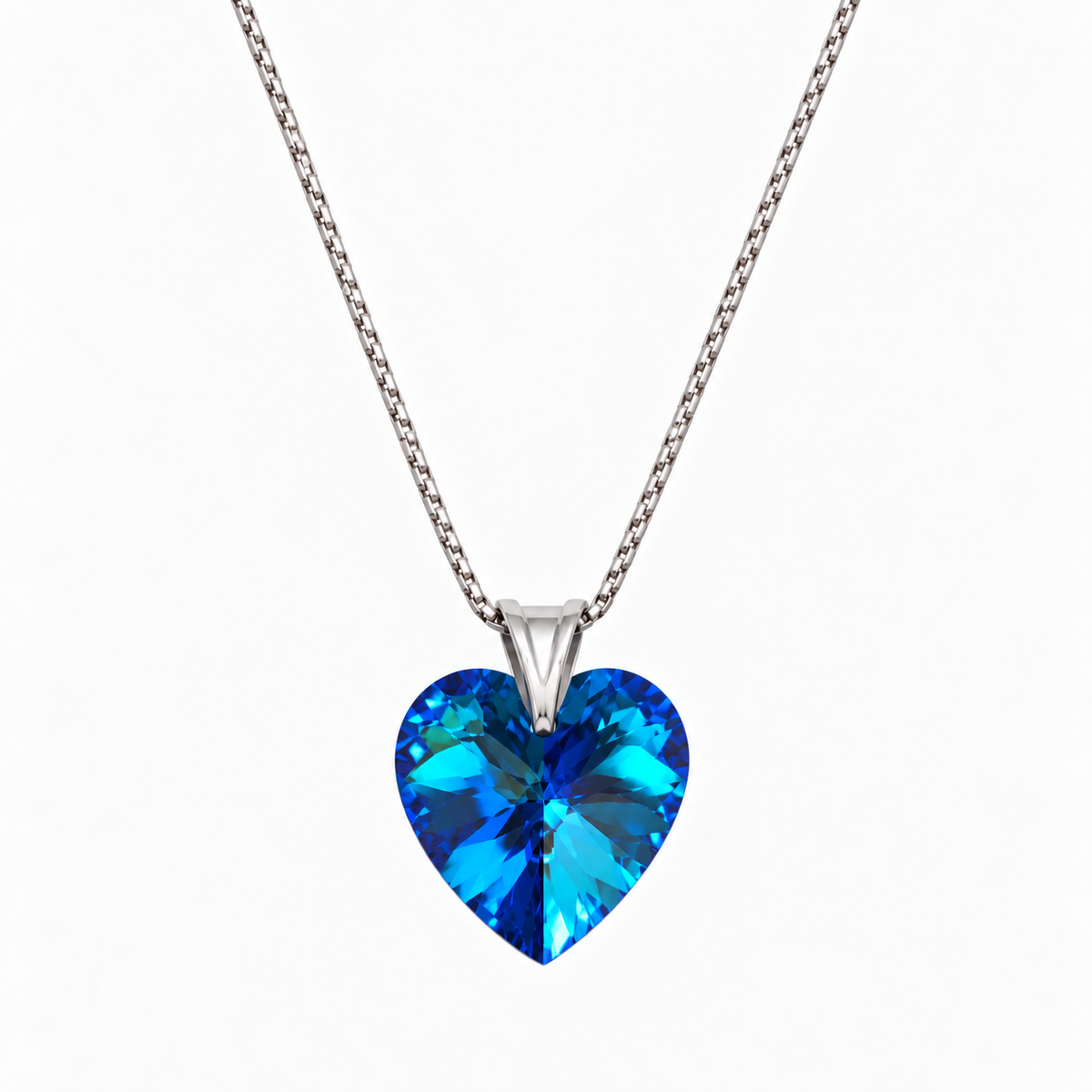 Collar Cristal Swarovski Corazón Azul Plata
