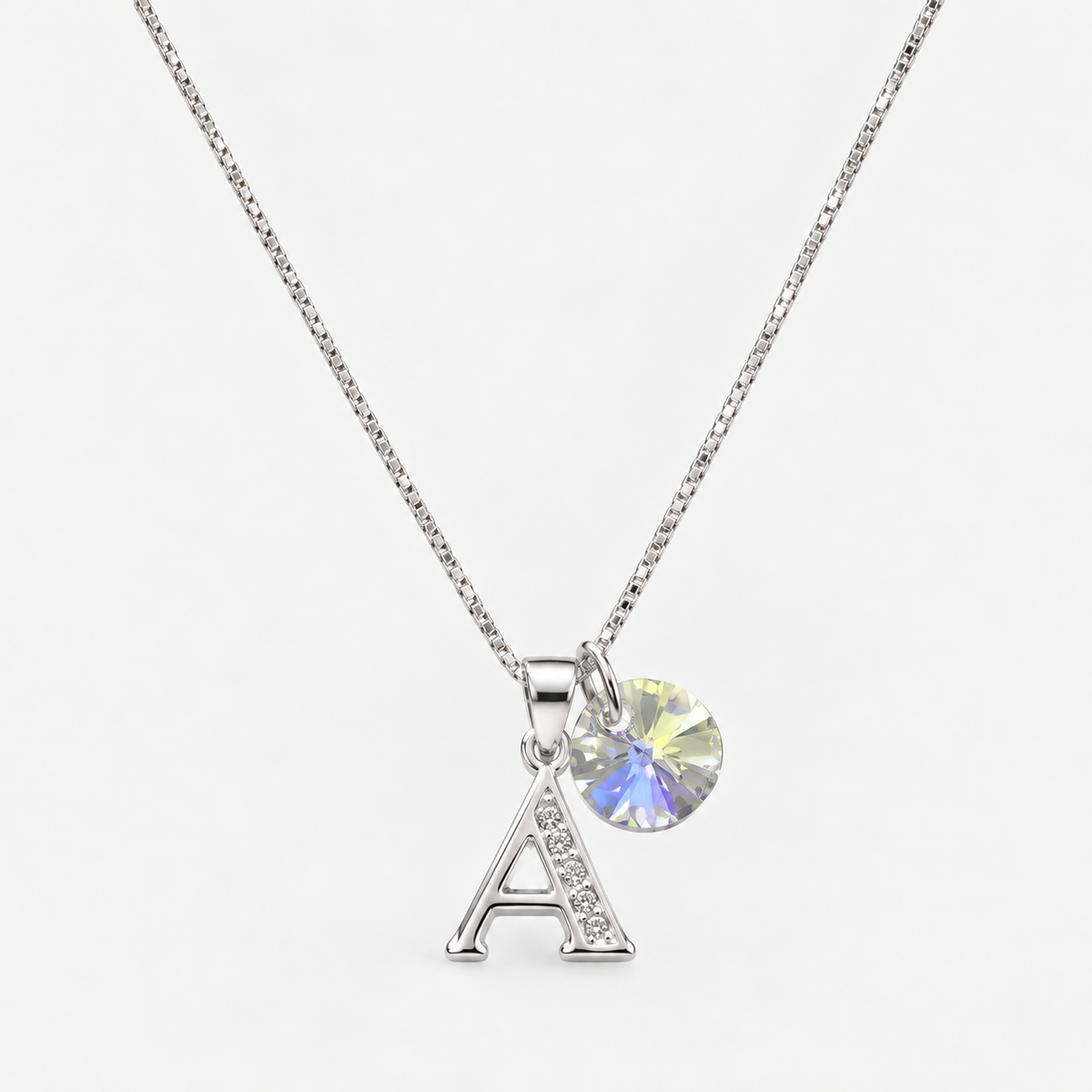 Collar iniciales letra circones plata