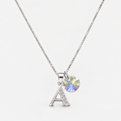 Collar iniciales letra circones plata