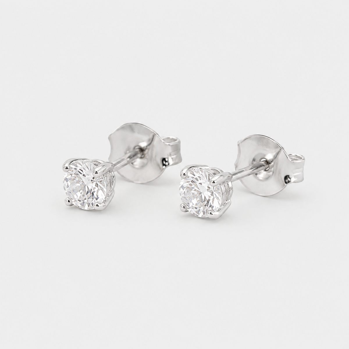 Aros pegado circón redondo 6mm plata