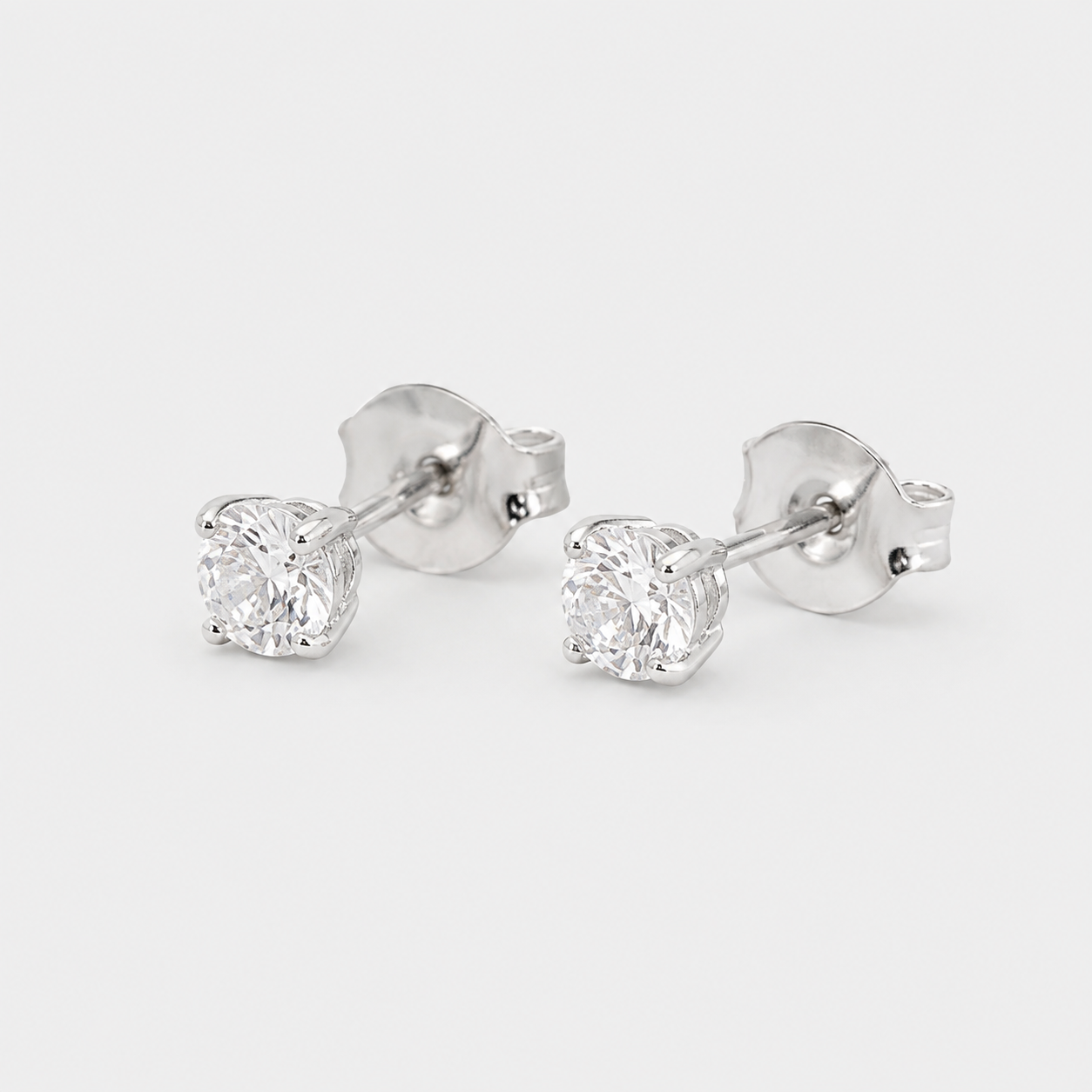 Aros pegado circón redondo 6mm plata