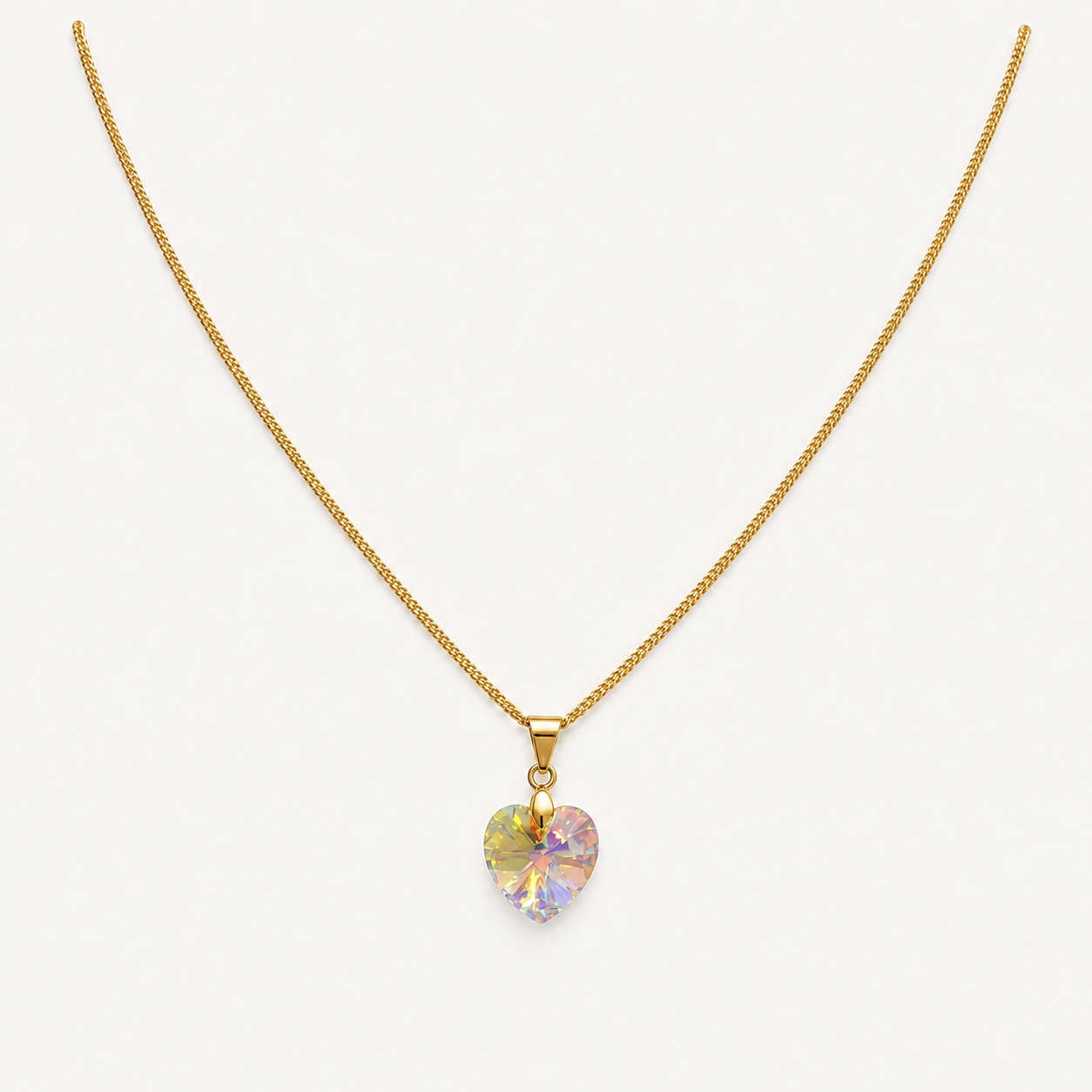 Collar Corazón cristal Tornasol Baño de Oro