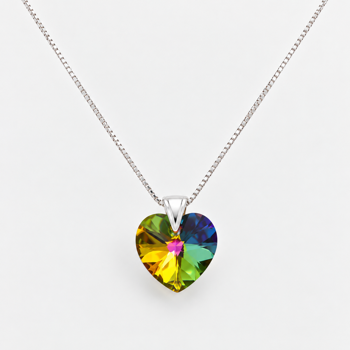 Collar Cristal Swarovski Corazón Vitrail Plata