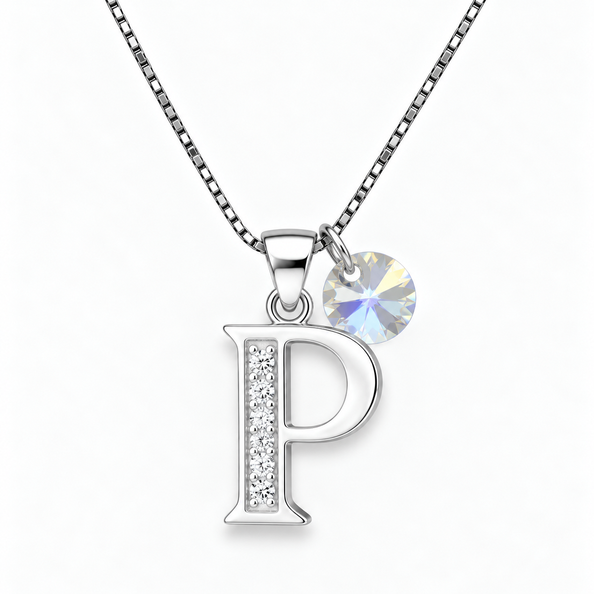 Collar iniciales letra circones plata