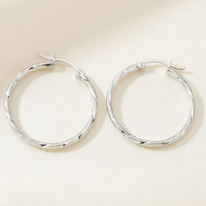 Aros argolla diamantada 29 mm plata
