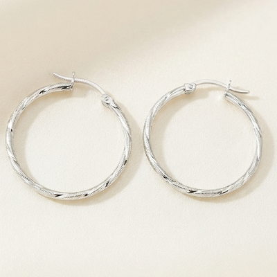 Aros argolla diamantada 29 mm plata