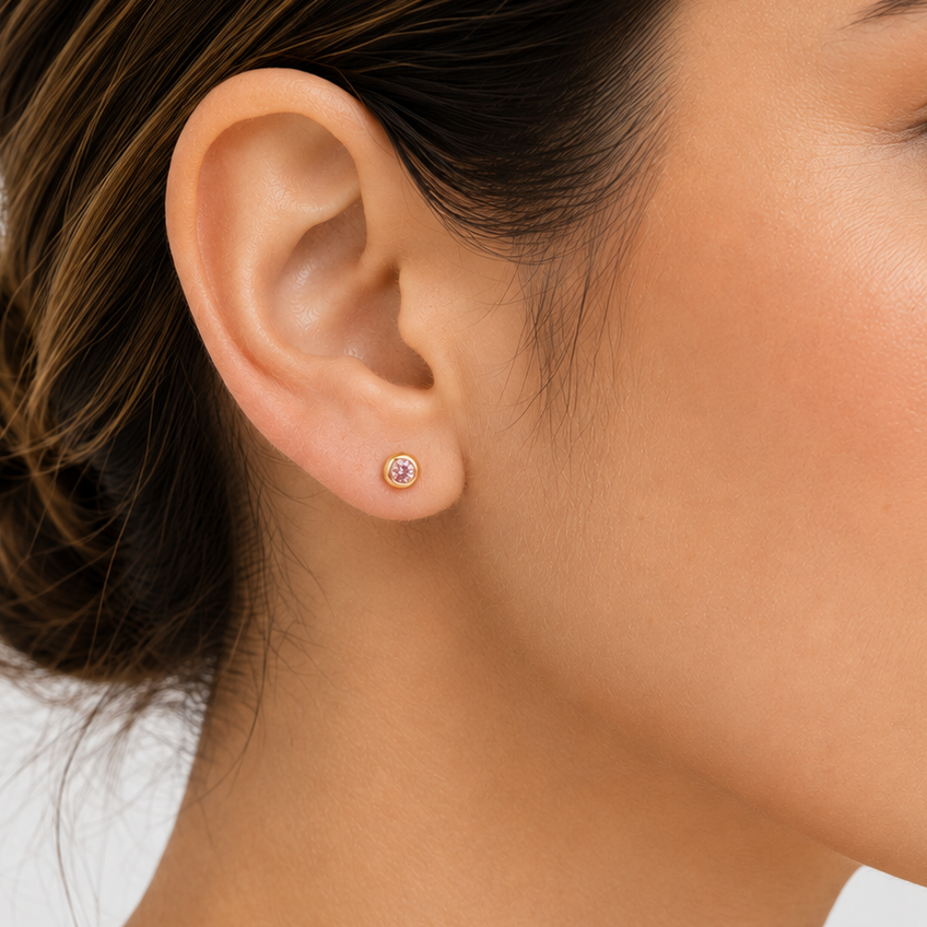 Aros Niña Lucila Rosé Baño de Oro 18k