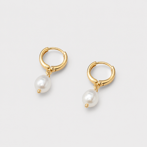 Aros argolla Aura perla oro