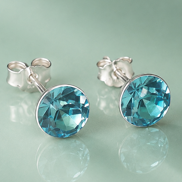 Aros celestes cristal 6mm plata