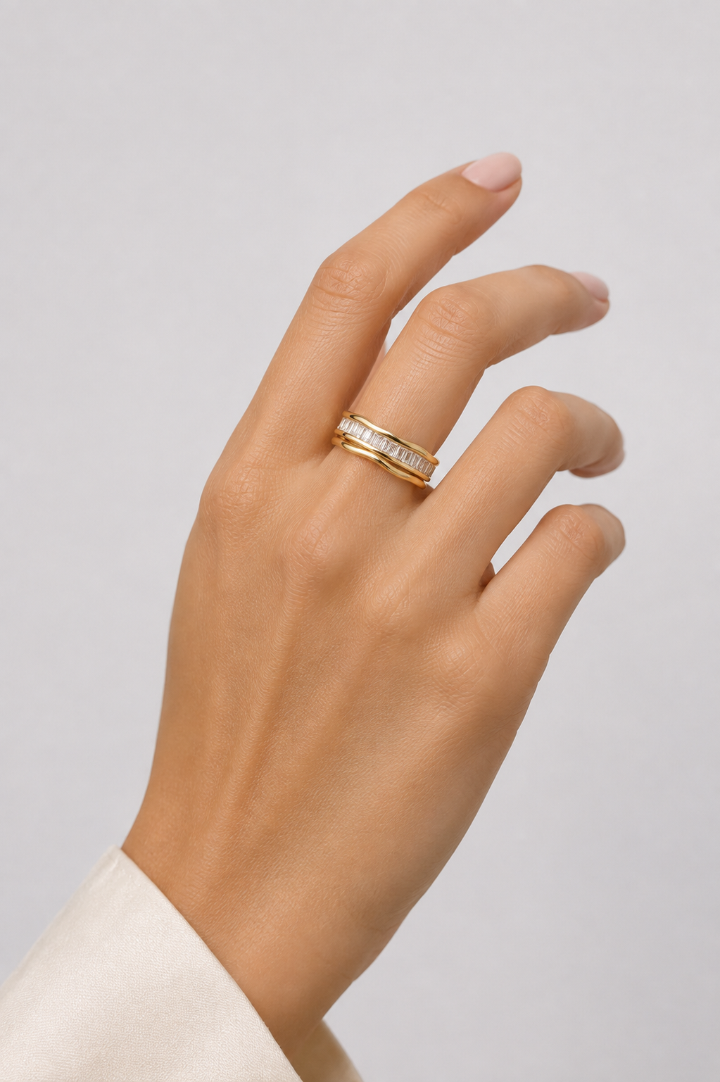 Anillo Ondas Baguette