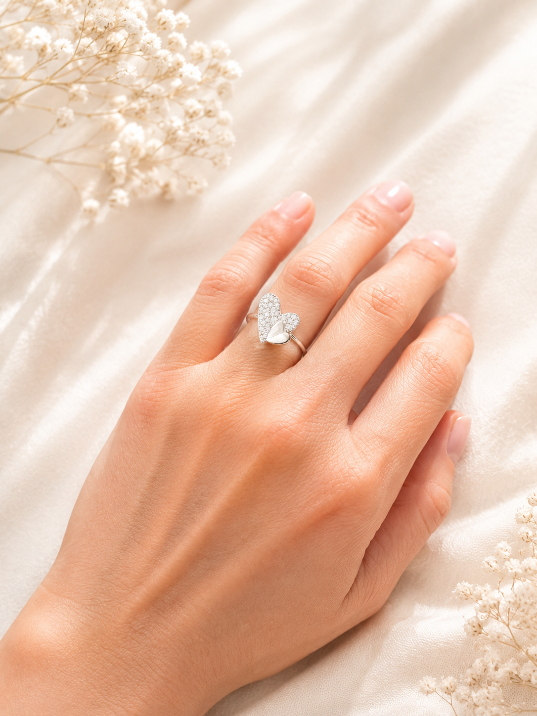 Anillo corazones Pavé Plata