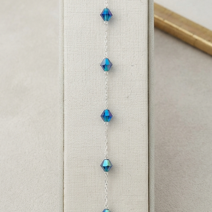 Pulsera micro rolo cristal biconico plata