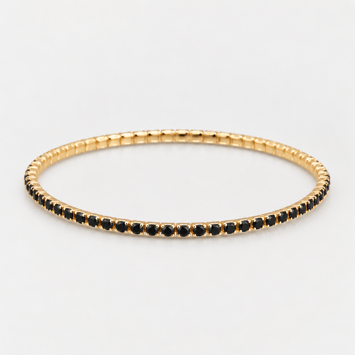 Pulsera Tenis Negra Elasticada Oro
